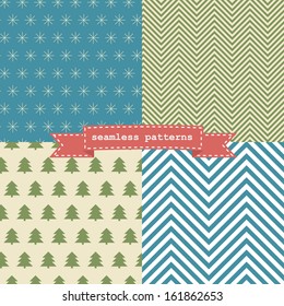  Set of simple retro Christmas patterns