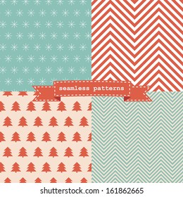  Set Of Simple Retro Christmas Patterns