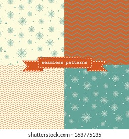 Set of simple retro Christmas patterns