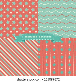 Set of simple retro Christmas patterns