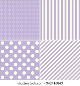 Set of simple retro Christmas patterns in lilac