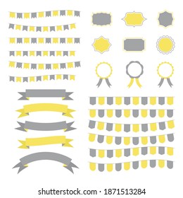 Conjunto de cintas simples. Colección de elementos antiguos y etiquetas de plantilla. Garland colgante. Ilustración vectorial sobre fondo blanco.