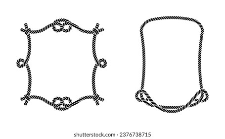 Set of simple rope in different unique styles on black	