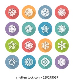 Set of Simple Round Snowflakes Icons for Winter and Christmas Design. Clipping paths included in additional jpg format.