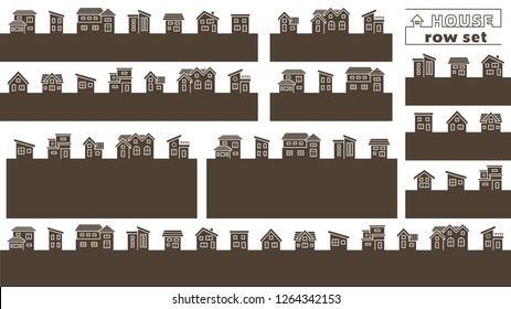 set of simple row house - silhouette -