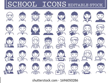 Set of simple school icon