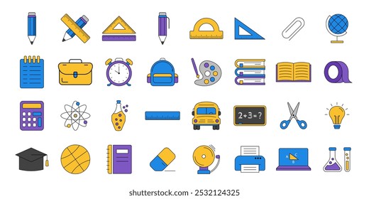 Set of simple school icon or education and study