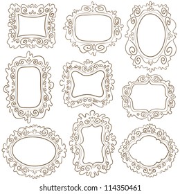 Set of simple scroll labels. Vector illustration with design elements.