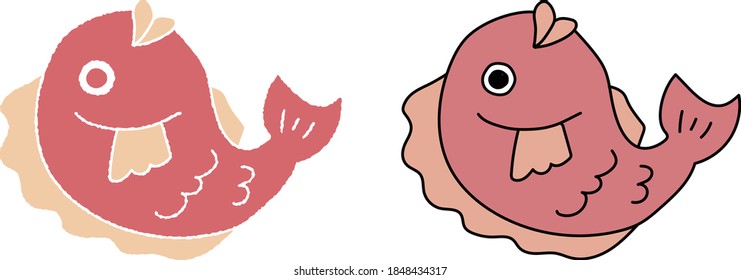 A set of simple sea bream icons for Japanese New Year's cards