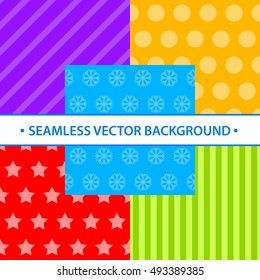Set of simple seamless different colors. They can be used for wrapping paper and background your New Year and Christmas design.