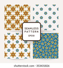 Set of simple seamless flower patterns