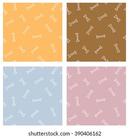 Set of simple seamless pattern with bones