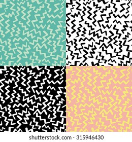 Set of simple seamless patterns in 90s style 1