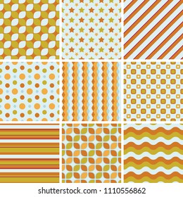 Set of simple seamless patterns in bright colors