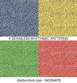 Set of simple seamless patterns with doodle geometric lines.Zigzag 