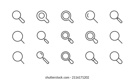 Set of simple search  line icons. Outline stroke object. Linear signs pack. Perfect for web apps and mobile.