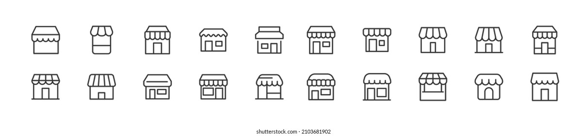 Set of simple shop line icons. Outline stroke object. Linear signs pack. Perfect for web apps and mobile.