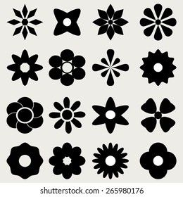 set of simple silhouettes of flowers. geometric. for your design. exclusively.