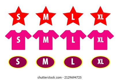set of simple size clothing label isolated or clothing fabric ribbon label in flat style or garment tags symbols. eps vector