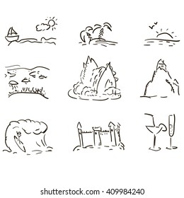 Set simple sketch images vector illustration