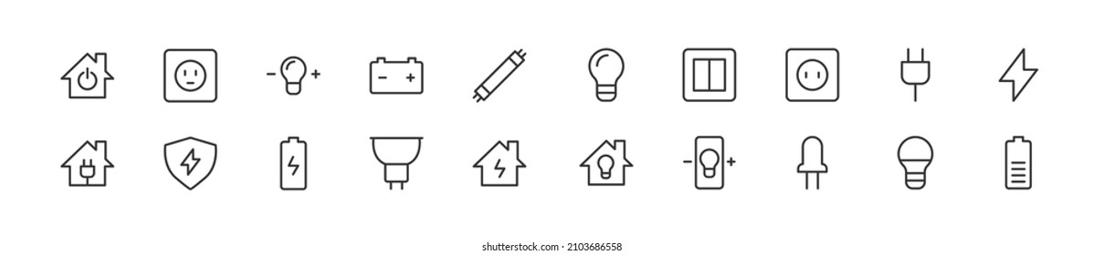 Set of simple smart home line icons. Outline stroke object. Linear signs pack. Perfect for web apps and mobile.