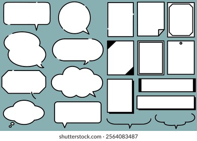 A set of simple and smart speech bubbles and square frame materials