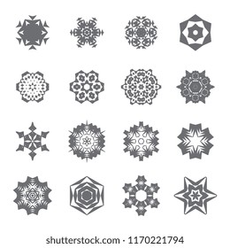 Set of simple snowflake icon isolated on white background. Snow flake elements for Christmas winter design and New Year decoration. Refrigerator vector symbols or logo