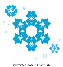 Set of simple snowflake icon isolated on white background. Snow flake elements for Christmas winter design and New Year decoration. Refrigerator vector symbols or logo