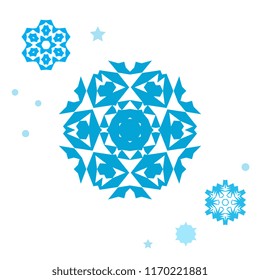 Set of simple snowflake icon isolated on white background. Snow flake elements for Christmas winter design and New Year decoration. Refrigerator vector symbols or logo