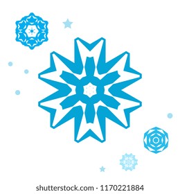 Set of simple snowflake icon isolated on white background. Snow flake elements for Christmas winter design and New Year decoration. Refrigerator vector symbols or logo