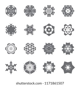 Set of simple snowflake icon isolated on white background. Snow flake elements for Christmas winter design and New Year decoration. Refrigerator vector symbols or logo