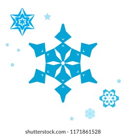 Set of simple snowflake icon isolated on white background. Snow flake elements for Christmas winter design and New Year decoration. Refrigerator vector symbols or logo