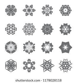 Set of simple snowflake icon isolated on white background. Snow flake elements for Christmas winter design and New Year decoration. Refrigerator vector symbols or logo