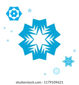 Set of simple snowflake icon isolated on white background. Snow flake elements for Christmas winter design and New Year decoration. Refrigerator vector symbols or logo