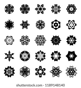 Set of simple snowflake icon isolated on white background. Snow flake elements for Christmas winter design and New Year decoration. Refrigerator vector symbols or logo