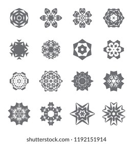 Set of simple snowflake icon isolated on white background. Snow flake elements for Christmas winter design and New Year decoration. Refrigerator vector symbols or logo
