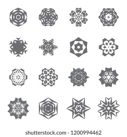 Set of simple snowflake icon isolated on white background. Snow flake elements for Christmas winter design and New Year decoration. Refrigerator vector symbols or logo