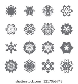 Set of simple snowflake icon isolated on white background. Snow flake elements for Christmas winter design and New Year decoration. Refrigerator vector symbols or logo