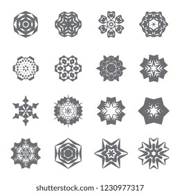 Set of simple snowflake icon isolated on white background. Snow flake elements for Christmas winter design and New Year decoration. Refrigerator vector symbols or logo