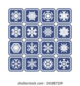 Set of simple snowflake icons