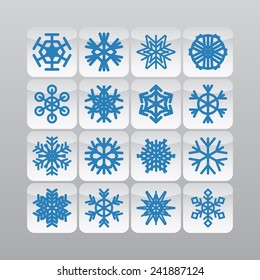 Set of simple snowflake icons