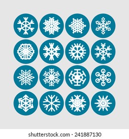Set of simple snowflake icons