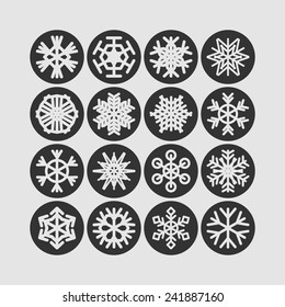 Set of simple snowflake icons