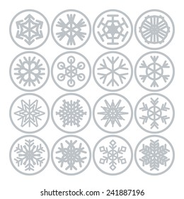 Set of simple snowflake icons