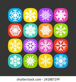 Set of simple snowflake icons