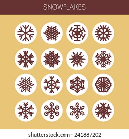 Set of simple snowflake icons