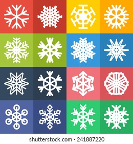 Set of simple snowflake icons