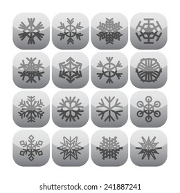 Set of simple snowflake icons