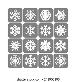 Set of simple snowflake icons