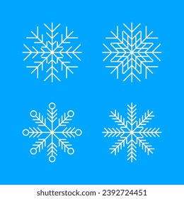 Set of Simple Snowflake Line art Icon. High Quality Vector Icon